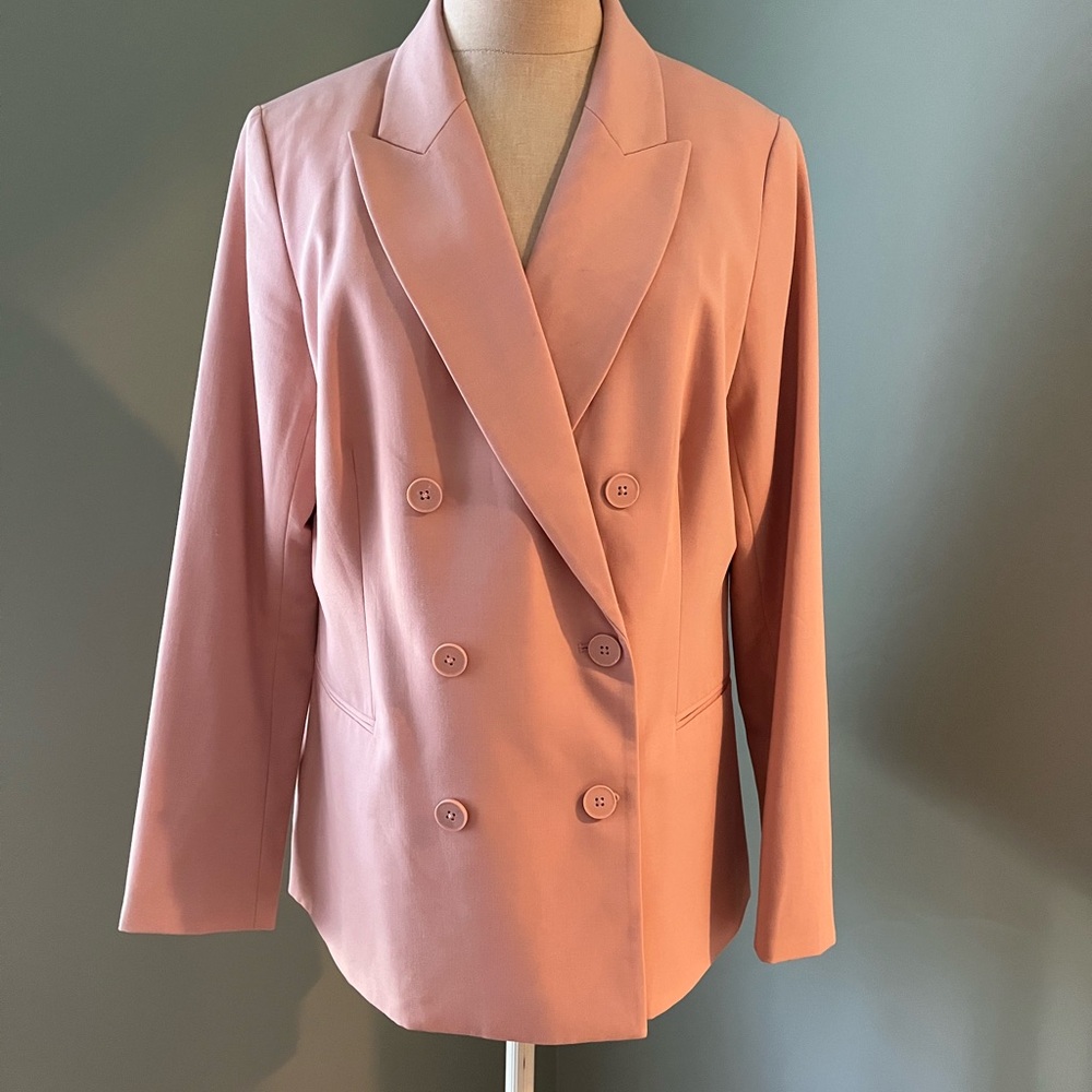 Women's Pink Double-Breasted Blazer